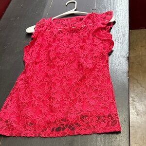 White House Black Market Fuchsia Lace Sleeveless Top